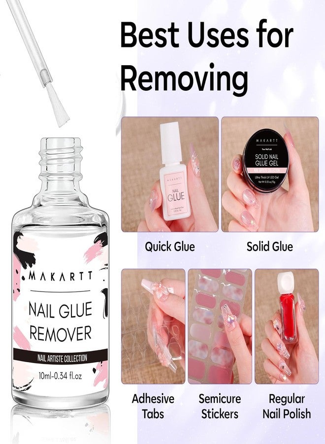 Makartt Press On Nail Glue Remover 10ML Fast and Easy Removal Debonder with 2 Dropper Applicators, 2 Wooden Sticks for Quick Glues, Press-On Nail, Solid Glue, Semi-Cured Sticker, Adhesive Tabs - Image 2
